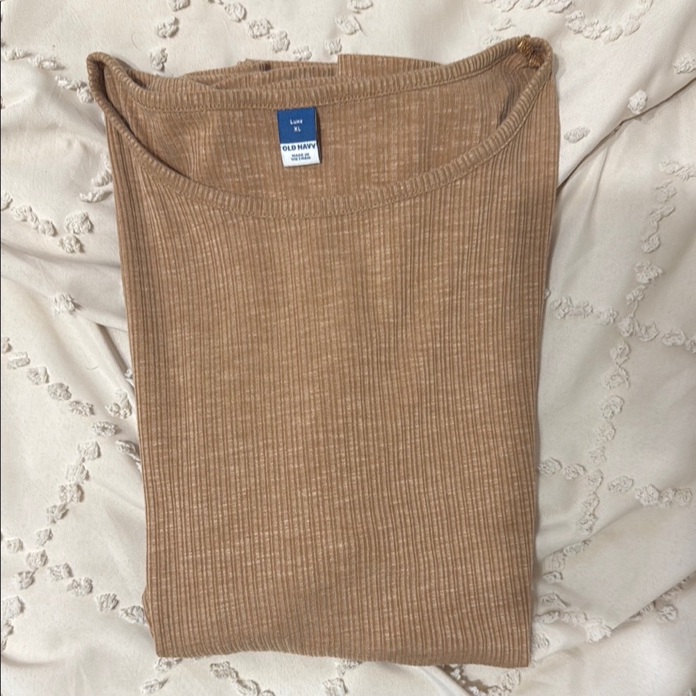 Old Navy Luxe Tan Ribbed Knit Top